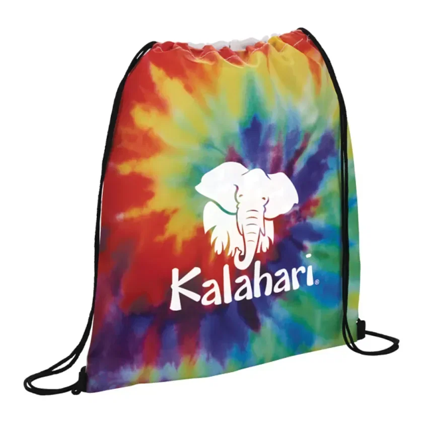 Custom Tie Dye Drawstring Bag with Pouch — view 5