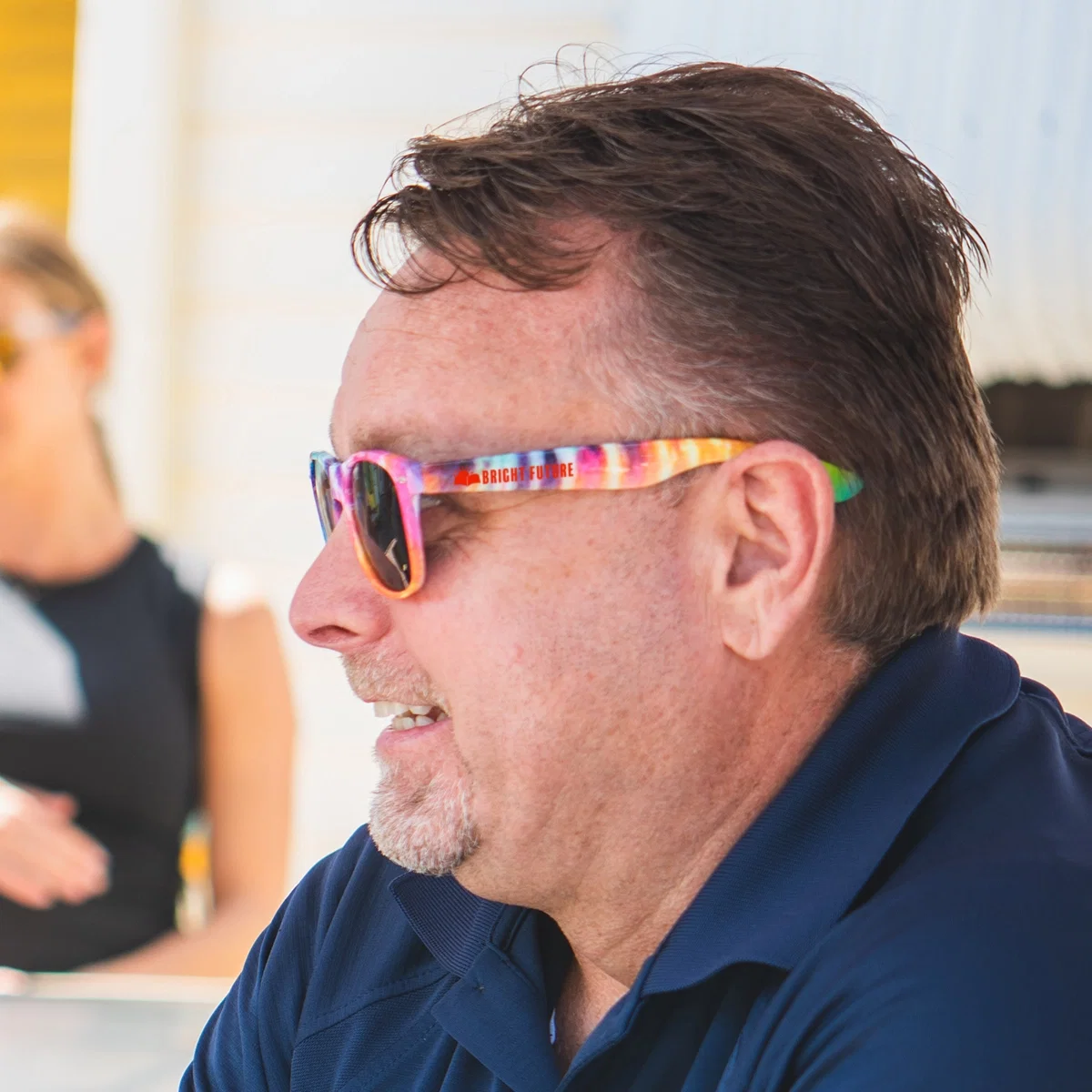 Logo Tie-Dye Malibu Sunglasses being worn