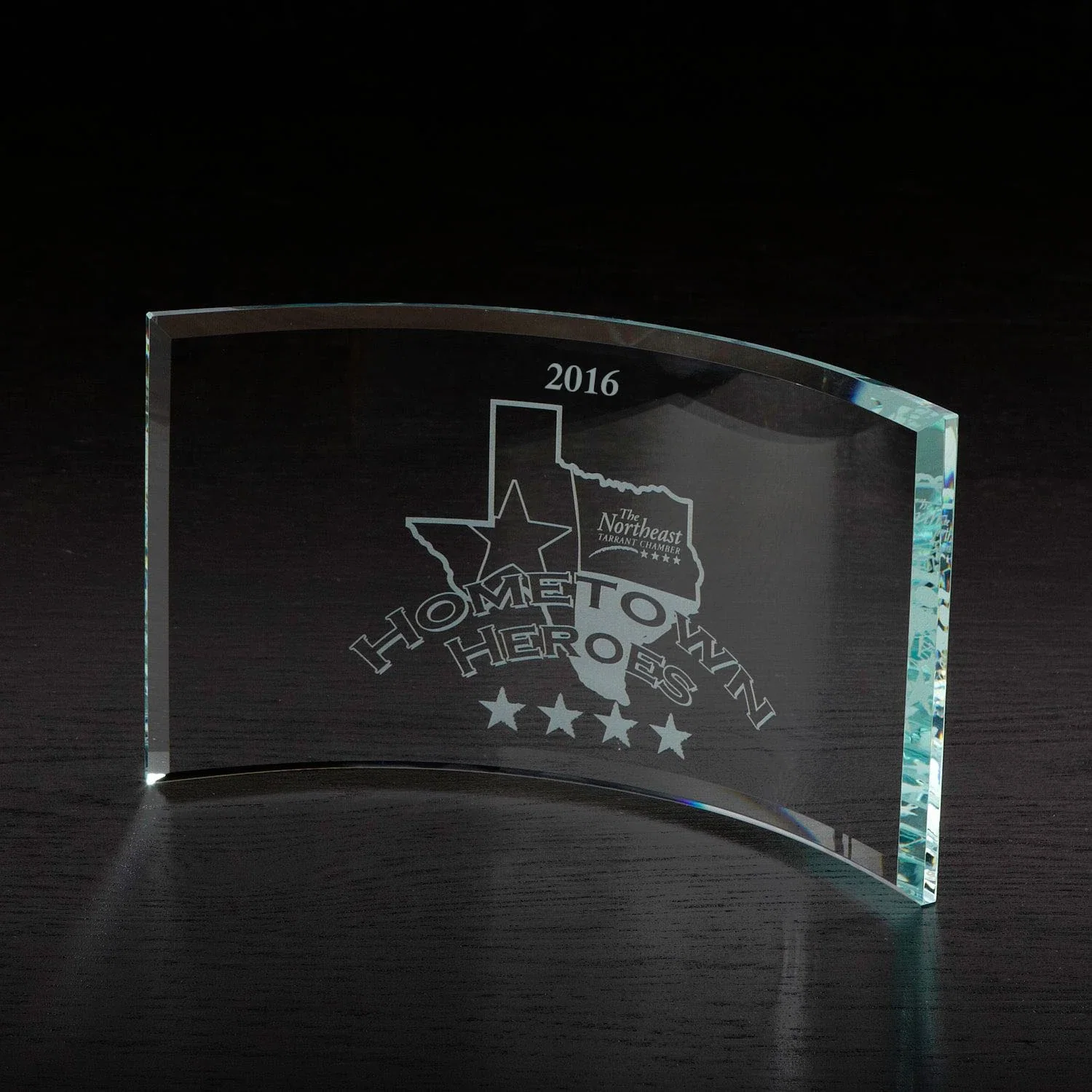 Personalized Times Small Glass Award — Clear — view 2