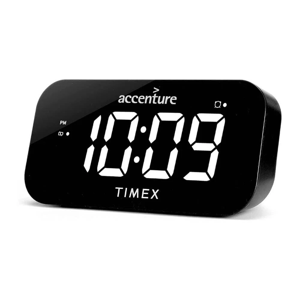 Timex Dual Alarm Clock With Jumbo Display and Usb Charging - Black — view 2