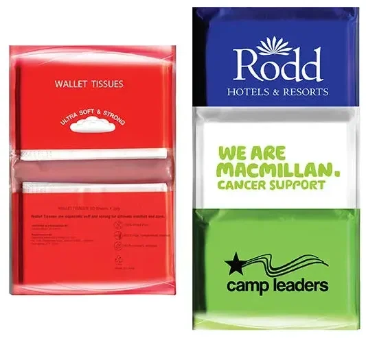 Custom Branded Tissue Packs - Compact 3-ply with Wallet Size for Promotions and Giveaways