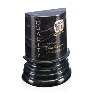 Black Marble Pillar Award and Bookend With Torus Base