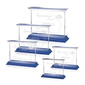 Optical Crystal Horizontal Award on Black or Blue Base