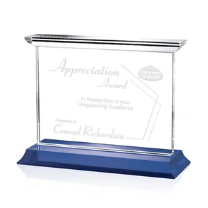 Optical Crystal Horizontal Award on Black or Blue Base
