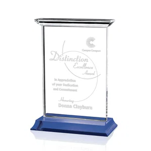 Optical Crystal Vertical Award on Black or Blue Base
