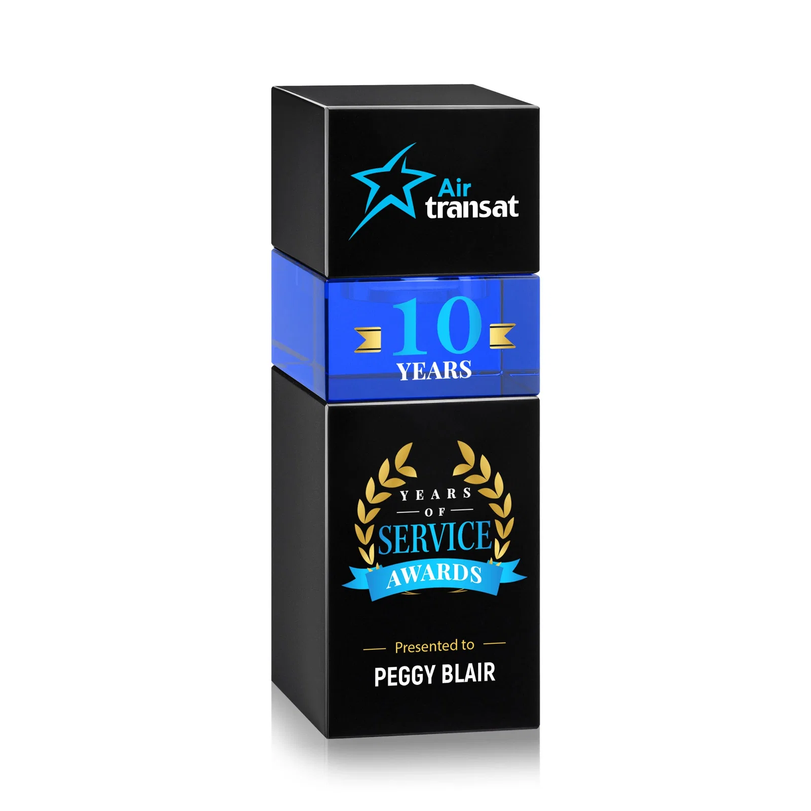 Customized Optical Crystal Stacking Tower Award - Tofino, awards for volunteer appreciation