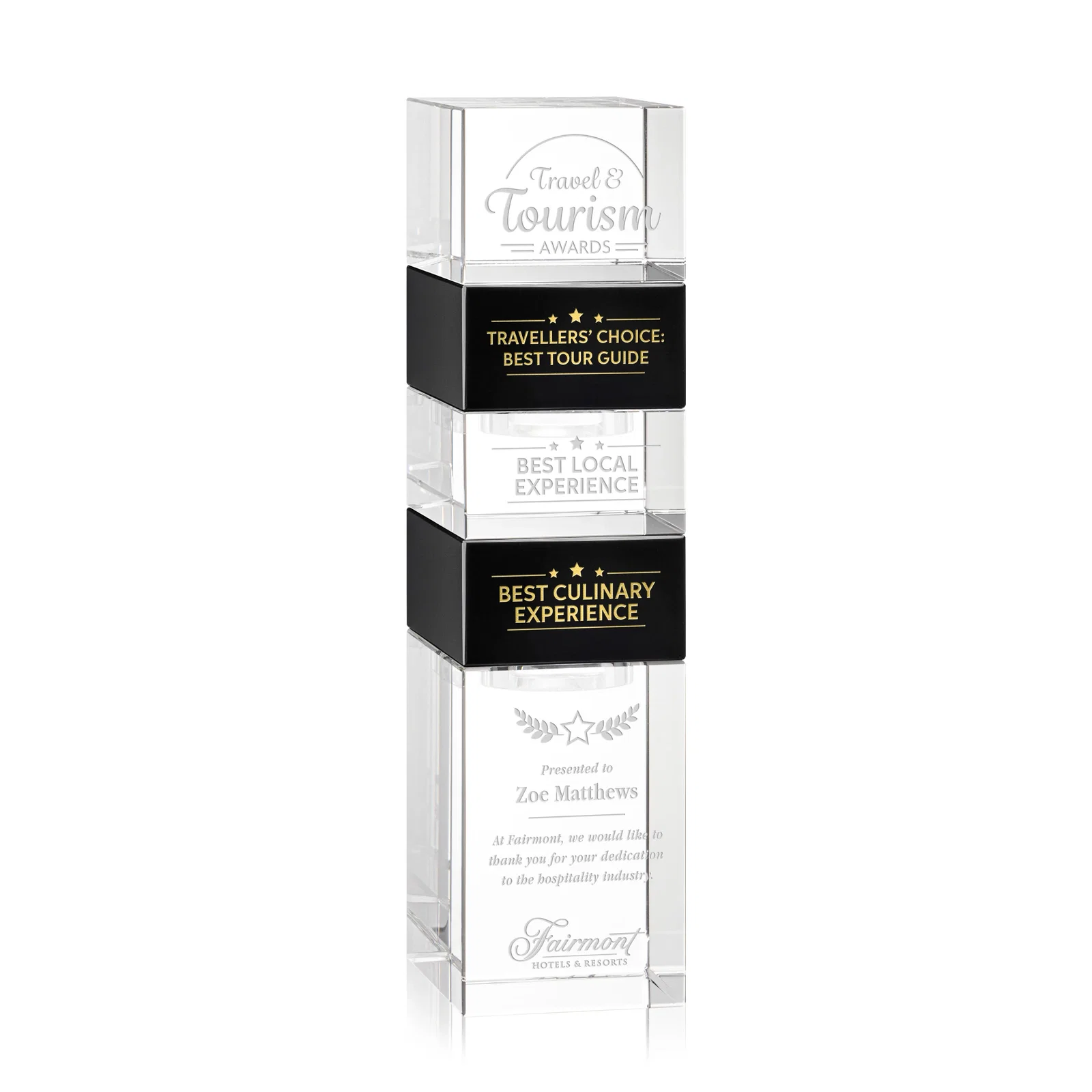 Personalized Optical Crystal Stacking Tower Award - Tofino, awards for employee recognition