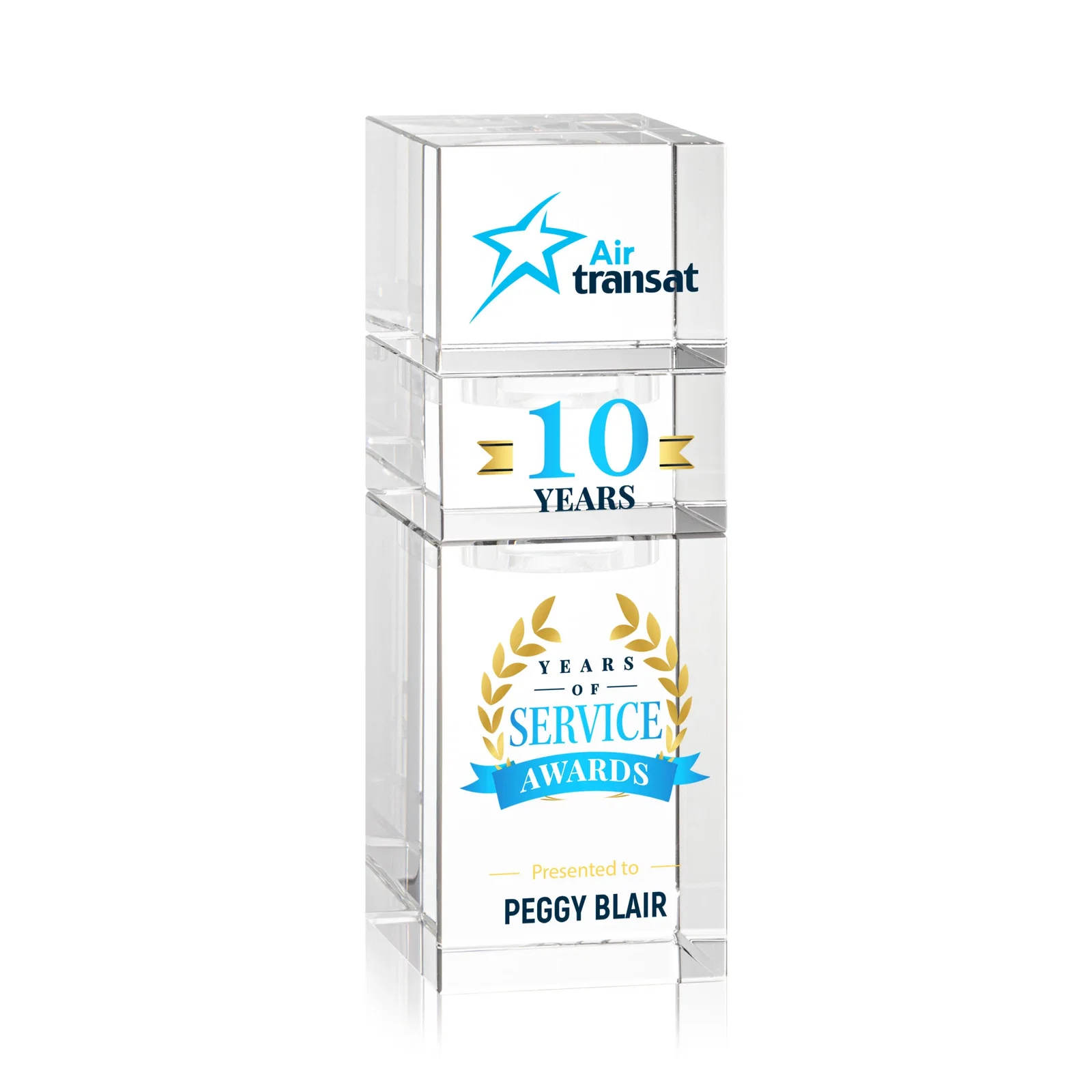 Personalized Optical Crystal Stacking Tower Award - Tofino, awards for donor appreciation