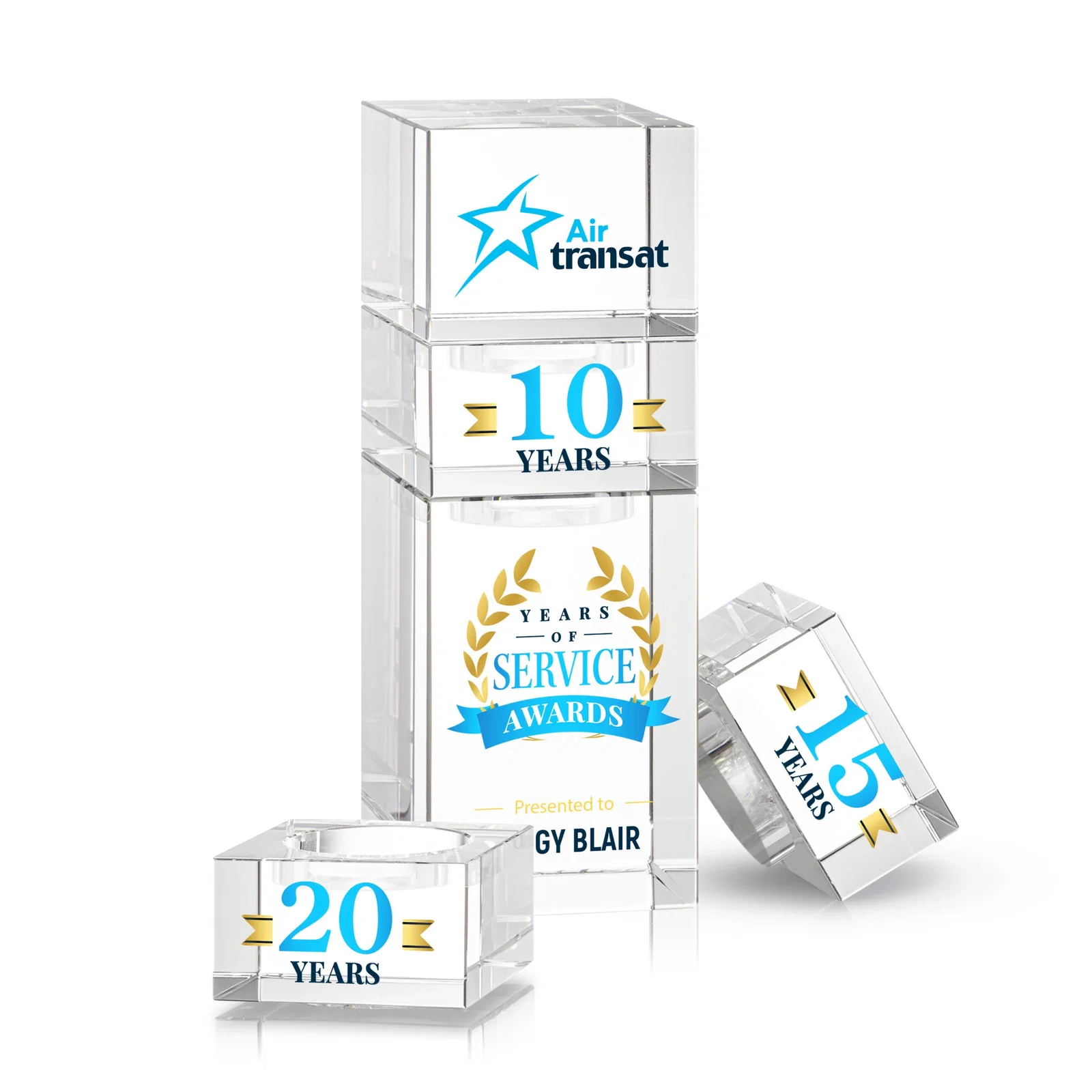 Promotional Optical Crystal Stacking Tower Award - Tofino, awards for employee recognition