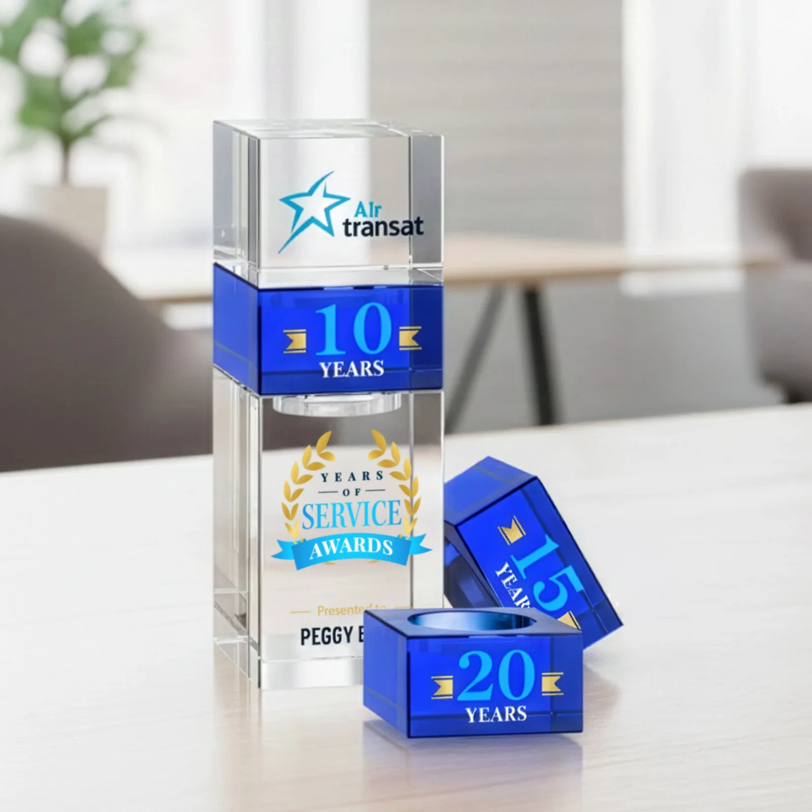 Promotional Optical Crystal Stacking Tower Award - Tofino, awards for sales achievement awards