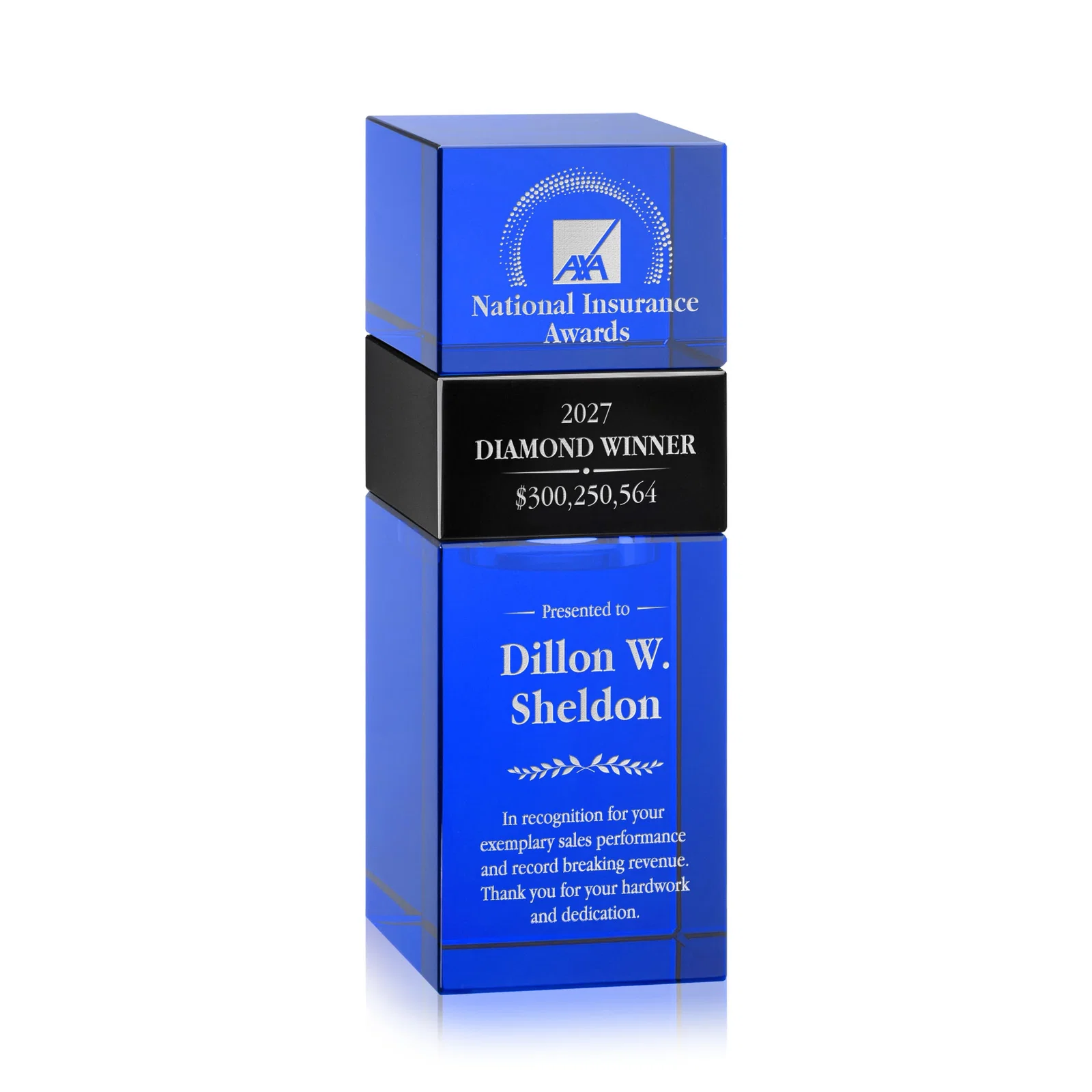 Promotional Optical Crystal Stacking Tower Award - Tofino, awards for donor appreciation