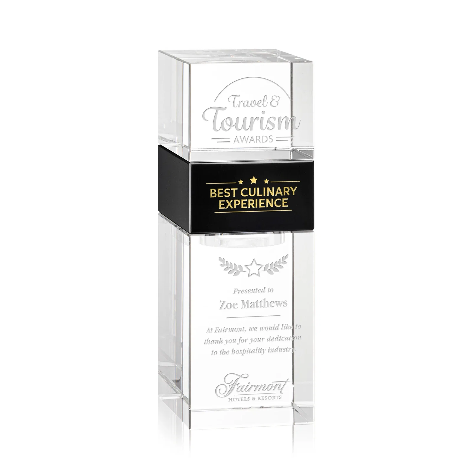 Custom Optical Crystal Stacking Tower Award - Tofino, awards for sales achievement awards