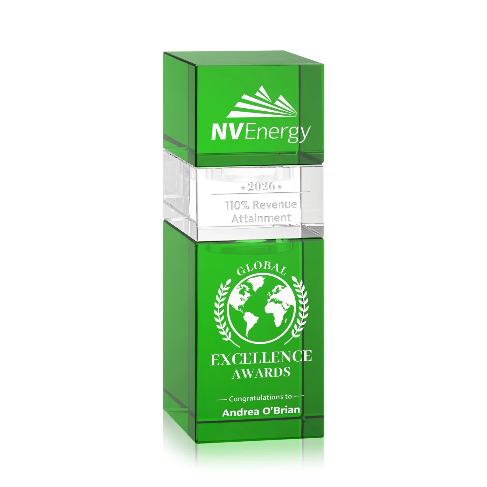 Branded Optical Crystal Stacking Tower Award - Tofino, awards for service anniversary gifts