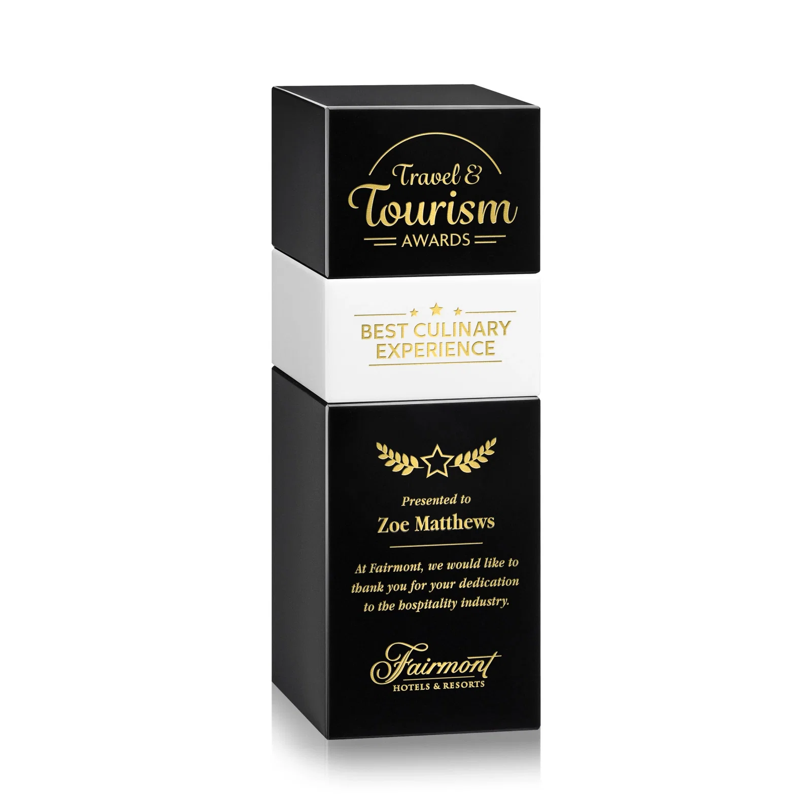 Branded Optical Crystal Stacking Tower Award - Tofino, awards for donor appreciation
