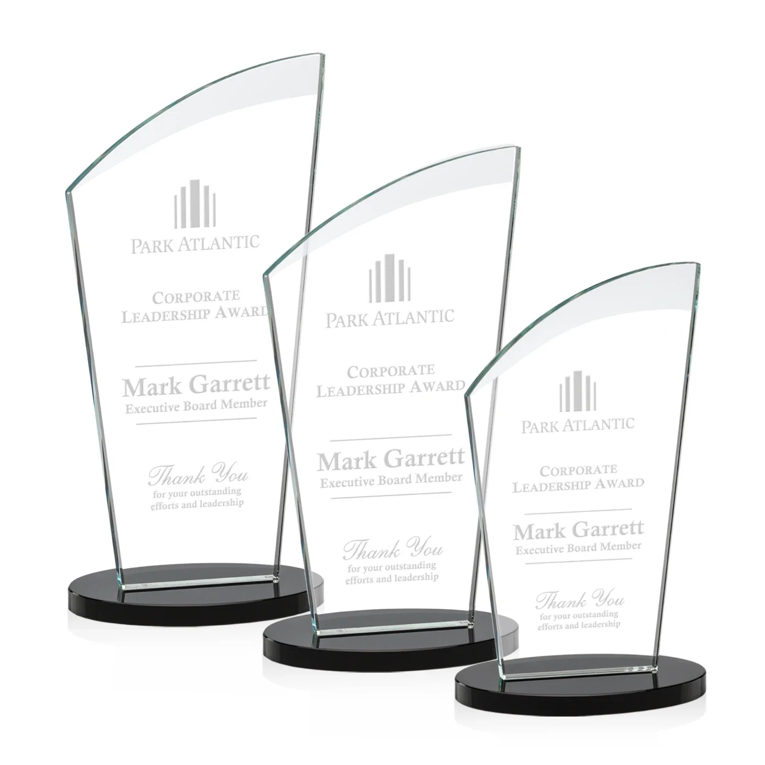Custom Starfire Crystal Oval Award with a Searchlight Bevel for employee recognition