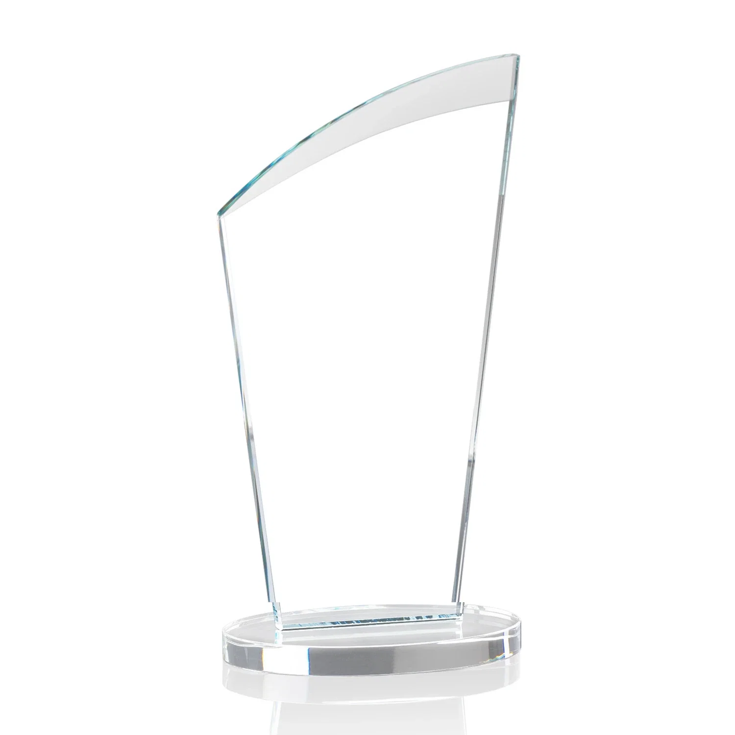 Custom engraved Starfire Crystal Oval Award with a Searchlight Bevel for dealer and partner awards