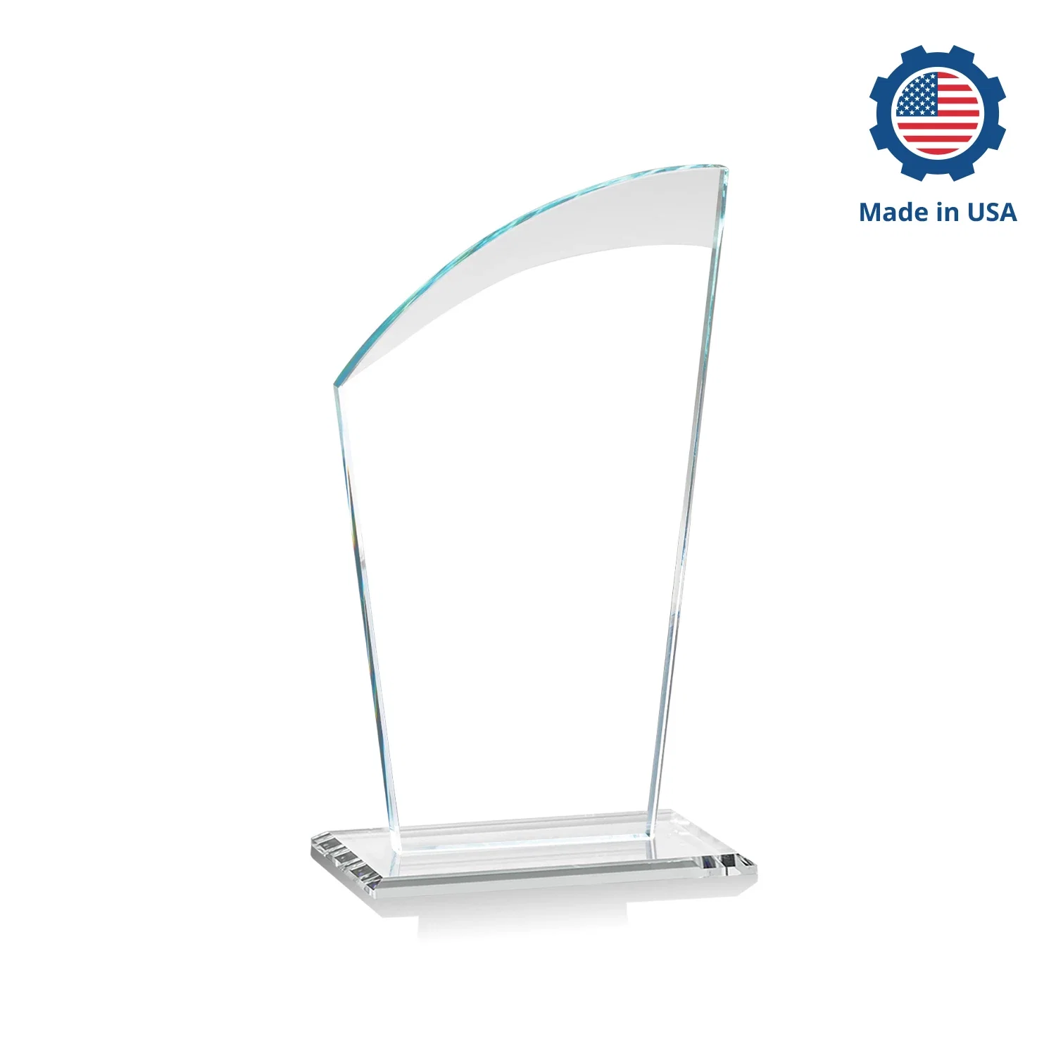 Custom Starfire Crystal Oval Award with a Searchlight Bevel, with your logo for employee recognition