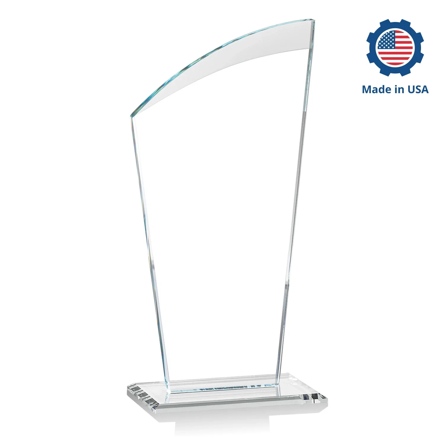 Custom Starfire Crystal Oval Award with a Searchlight Bevel, with your logo for corporate award ceremonies