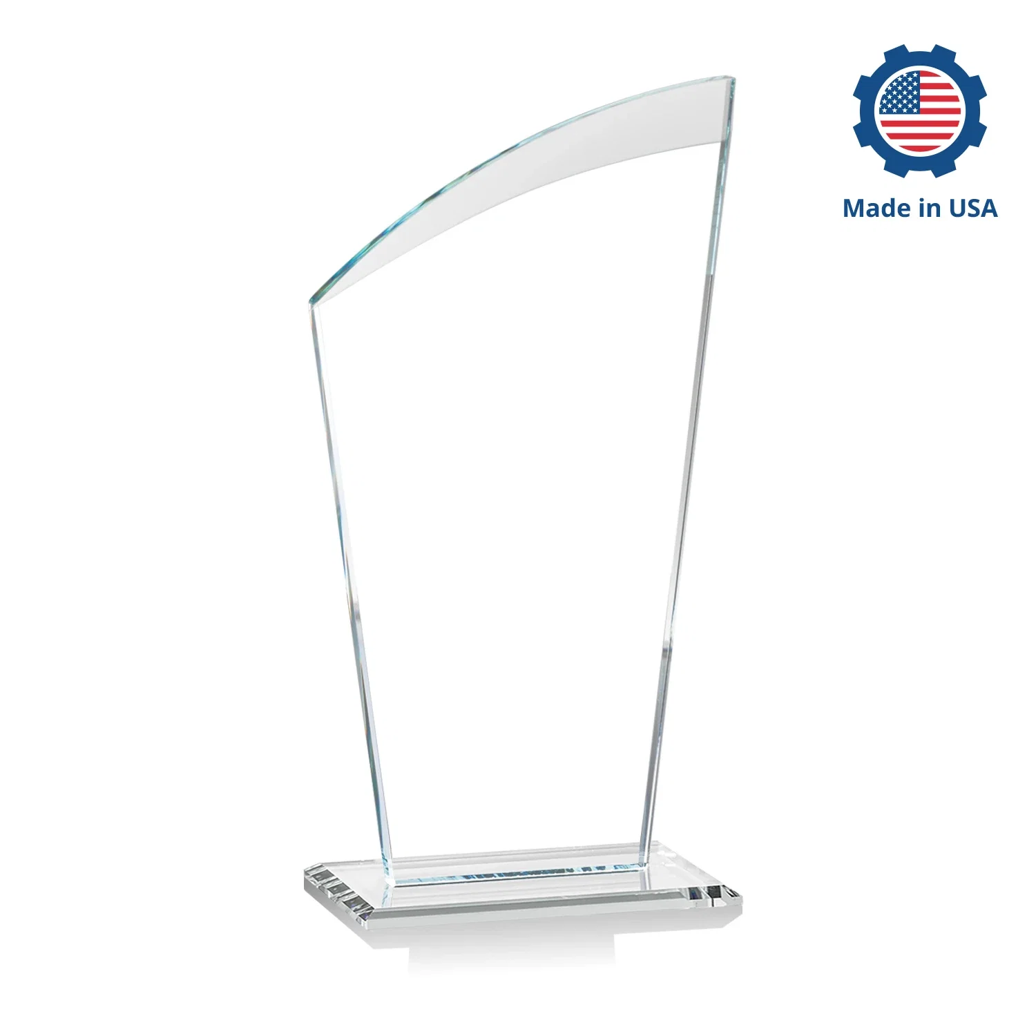 Custom Starfire Crystal Oval Award with a Searchlight Bevel, with your logo for service anniversary gifts