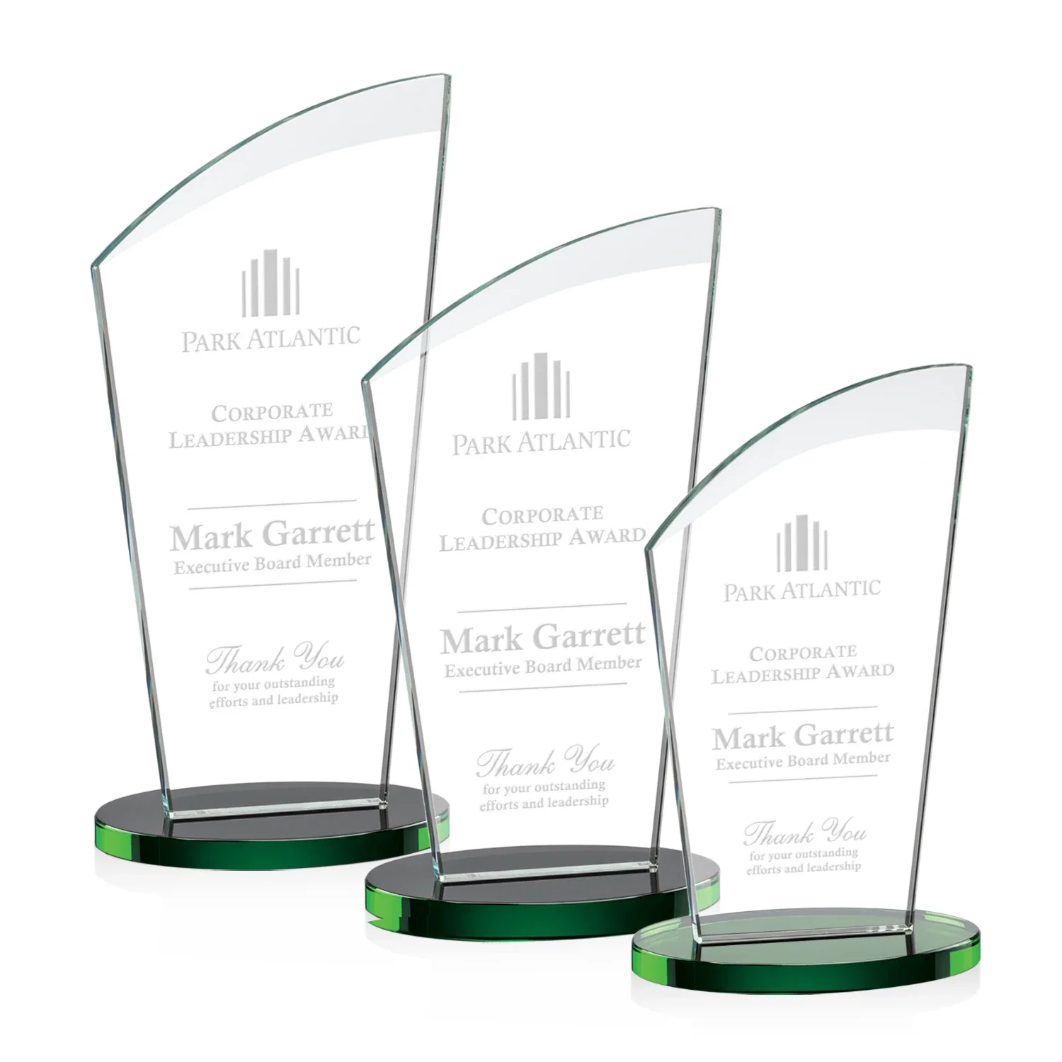 Custom Starfire Crystal Oval Award with a Searchlight Bevel for volunteer appreciation