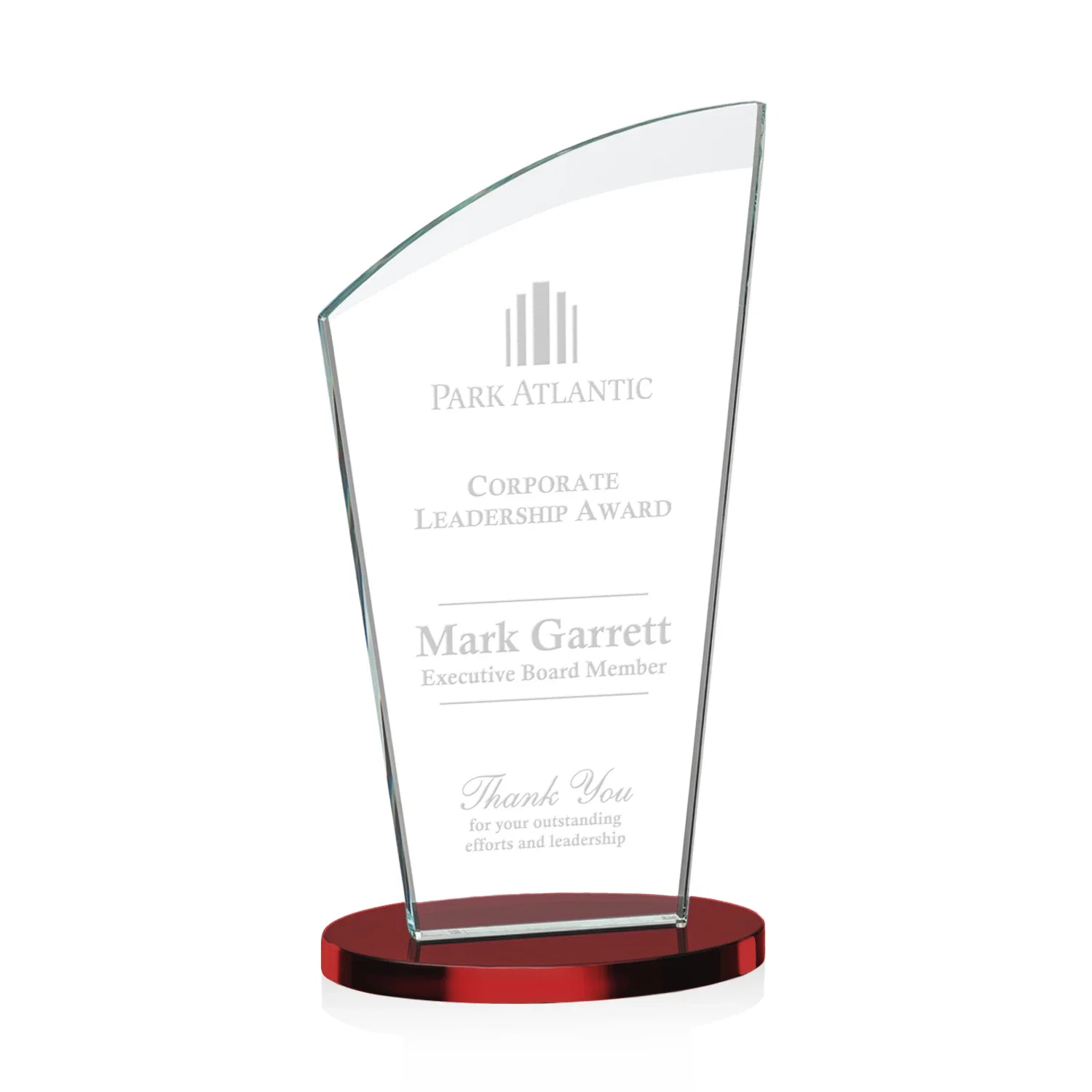 Personalized Starfire Crystal Oval Award with a Searchlight Bevel for graduation ceremonies