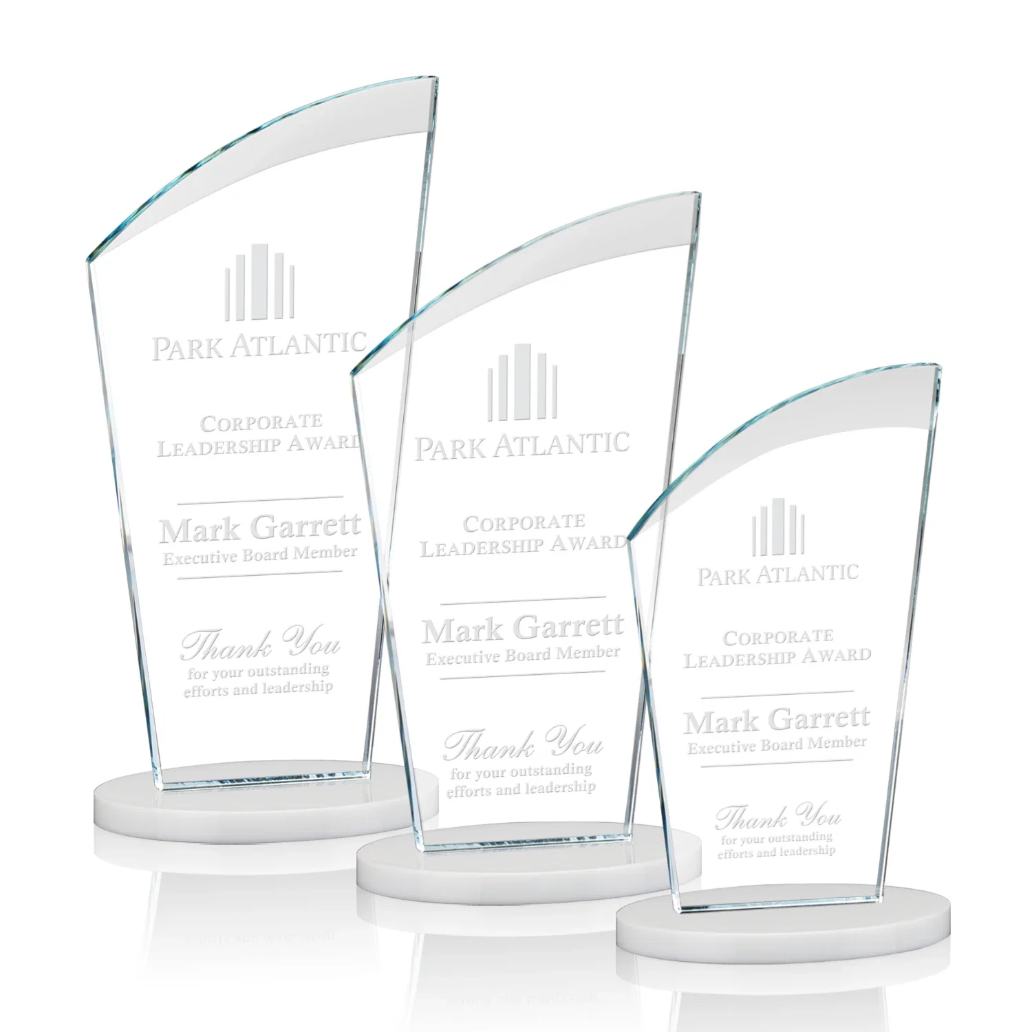 Personalized Starfire Crystal Oval Award with a Searchlight Bevel for volunteer appreciation