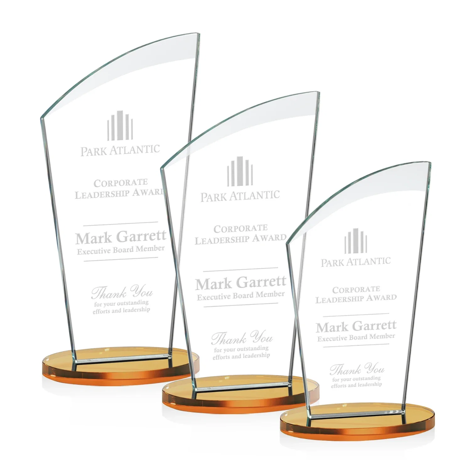 Promotional Starfire Crystal Oval Award with a Searchlight Bevel for corporate award ceremonies