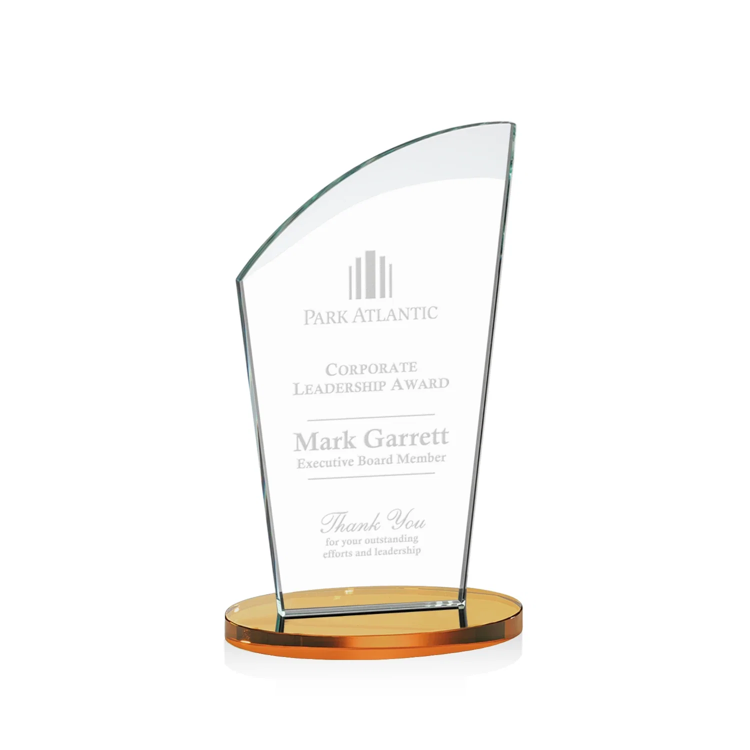 Promotional Starfire Crystal Oval Award with a Searchlight Bevel for service anniversary gifts