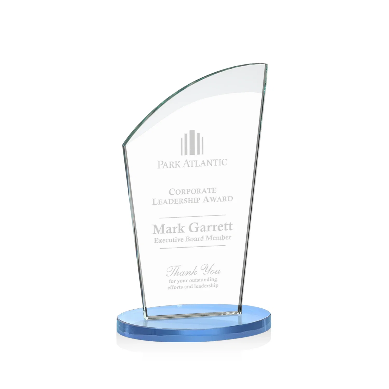 Promotional Starfire Crystal Oval Award with a Searchlight Bevel for donor appreciation