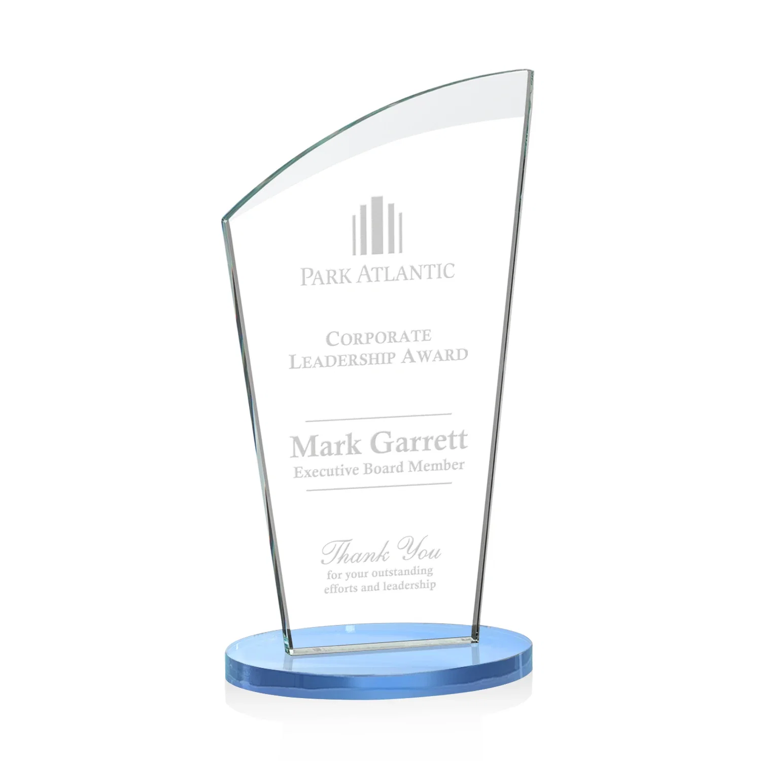 Promotional Starfire Crystal Oval Award with a Searchlight Bevel for graduation ceremonies