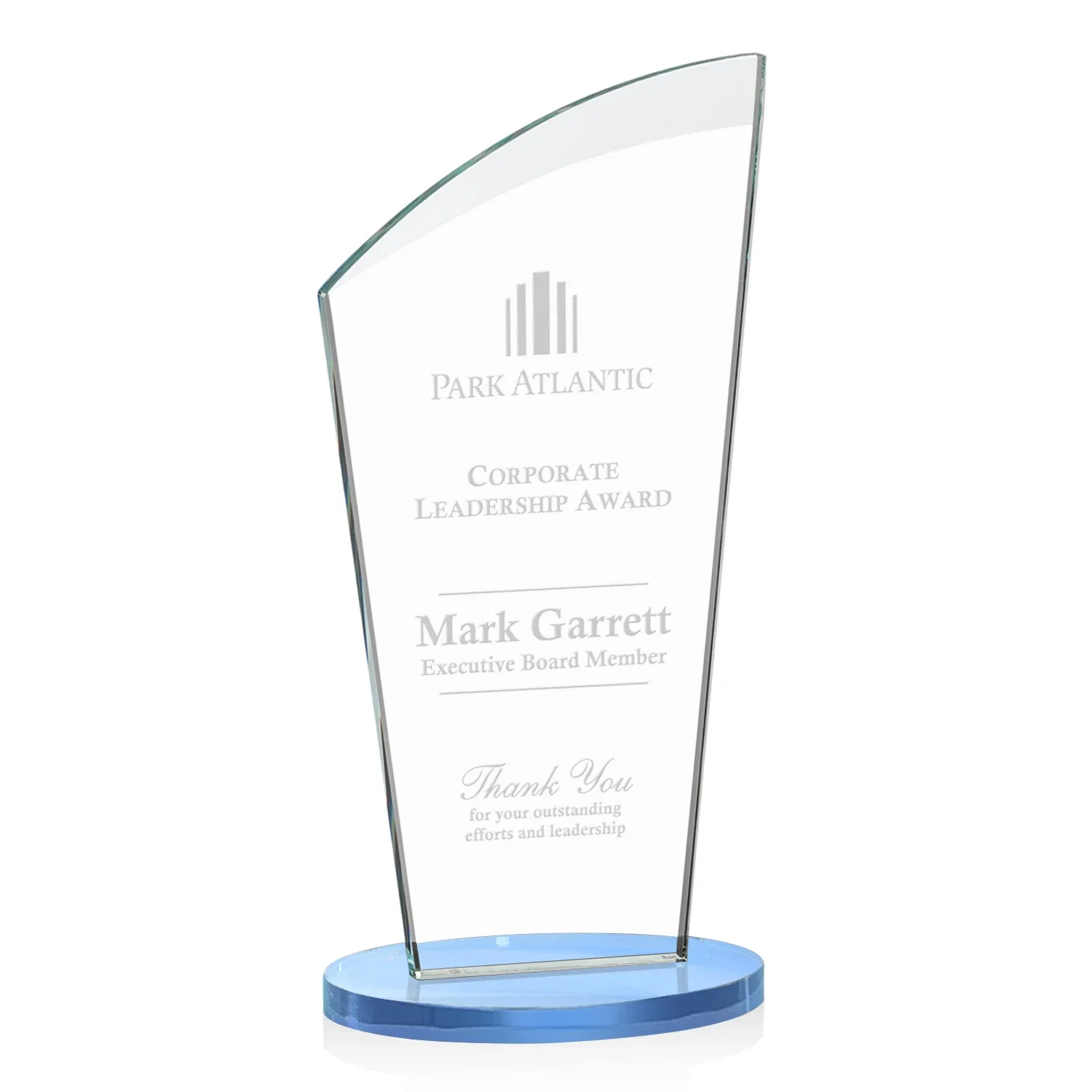 Promotional Starfire Crystal Oval Award with a Searchlight Bevel for safety achievement programs