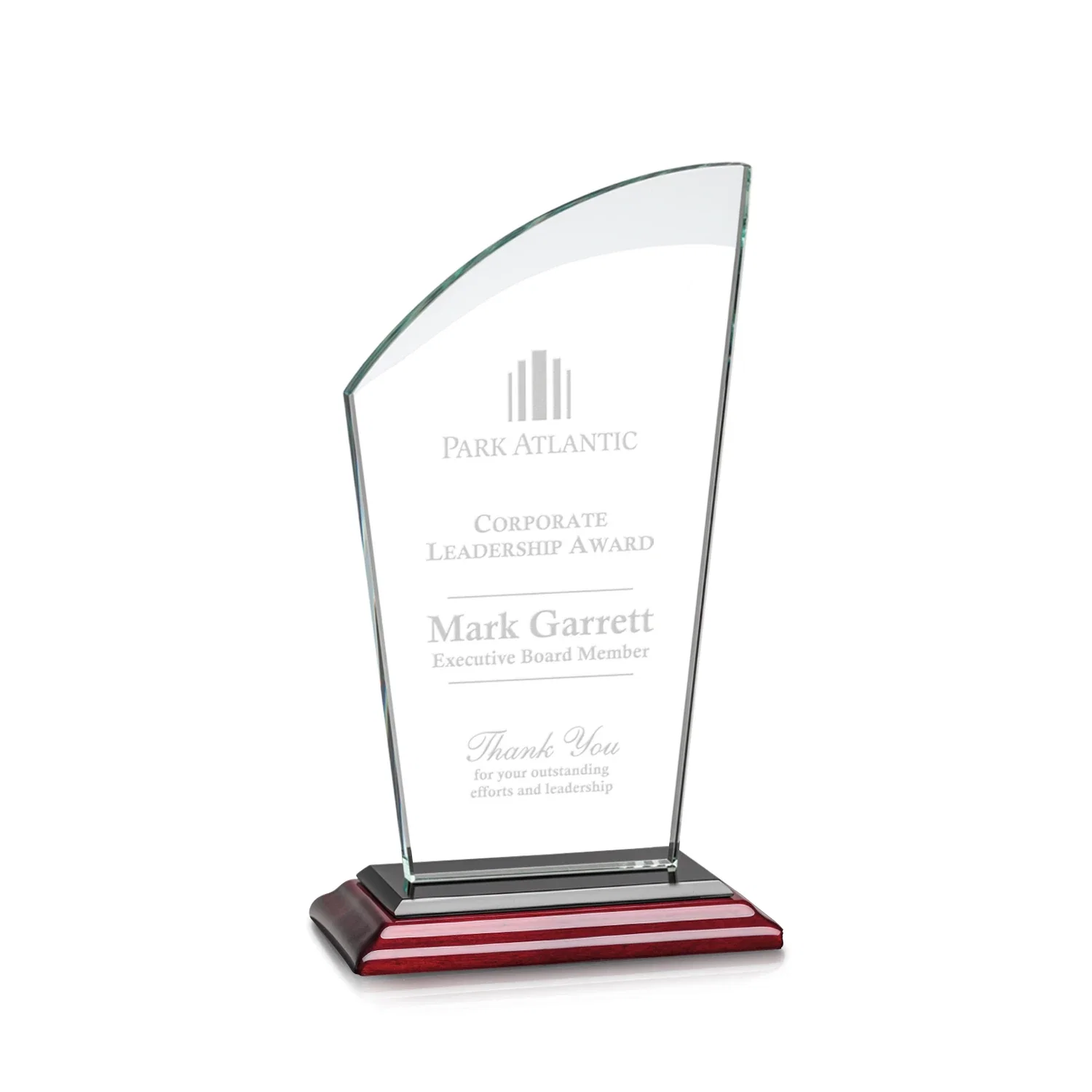 Promotional Starfire Crystal Oval Award with a Searchlight Bevel for dealer and partner awards
