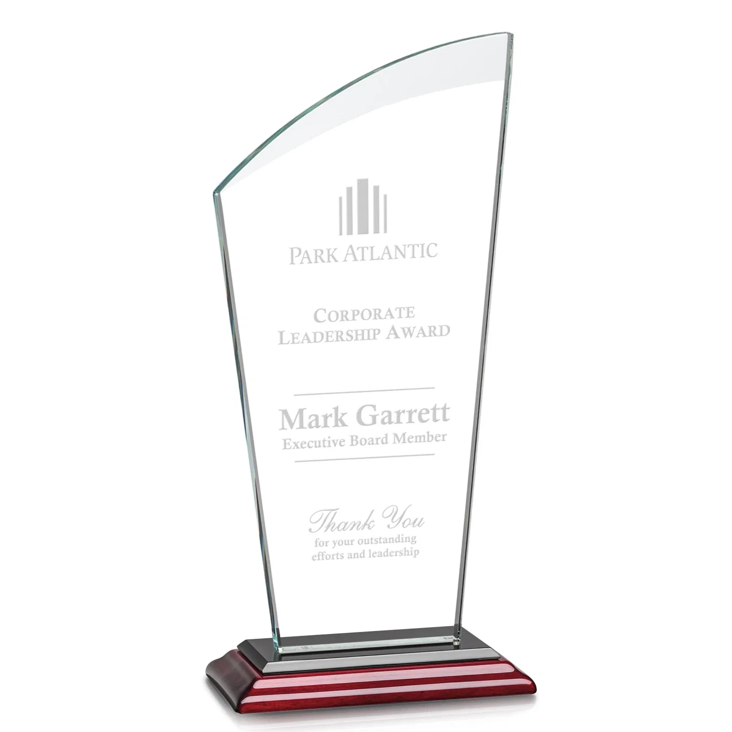 Promotional Starfire Crystal Oval Award with a Searchlight Bevel for company anniversary events
