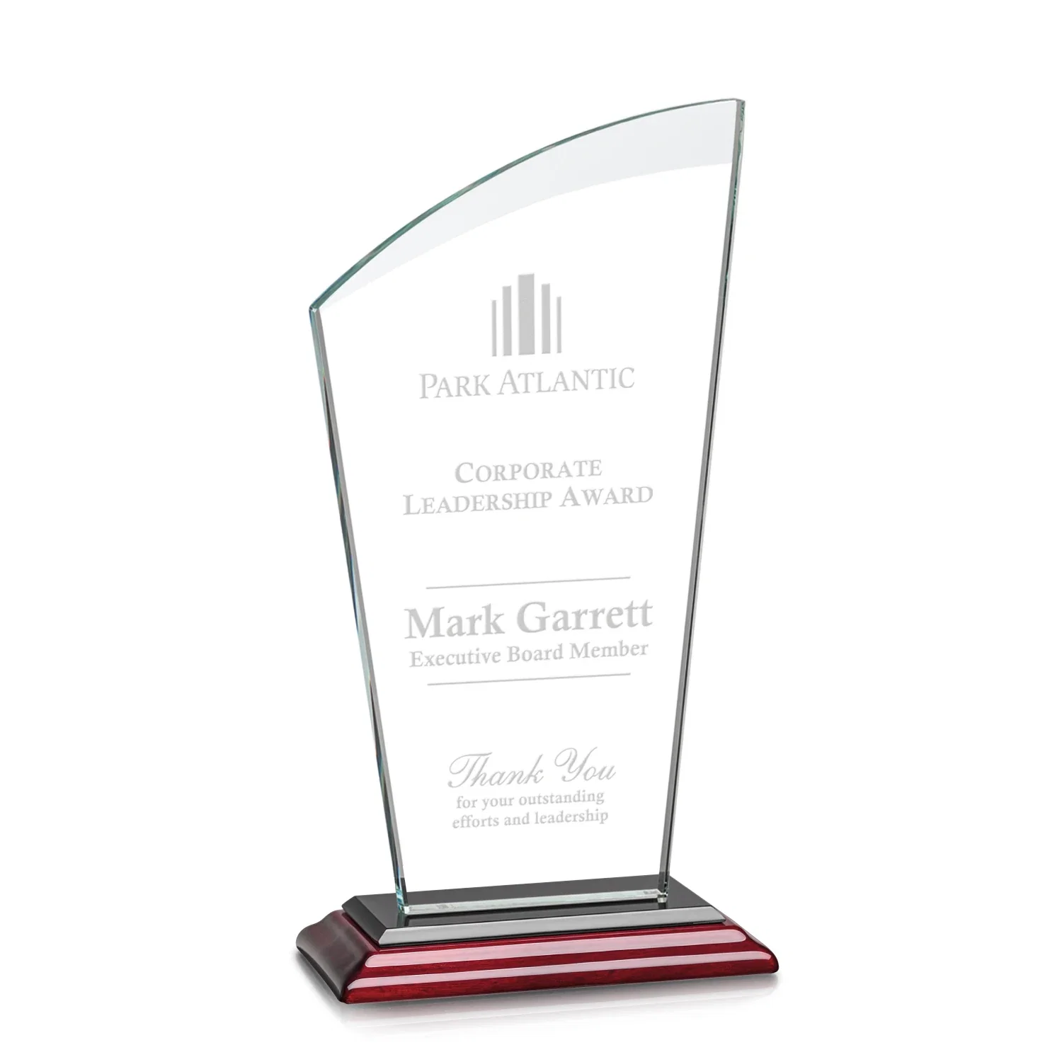 Branded Starfire Crystal Oval Award with a Searchlight Bevel for employee recognition