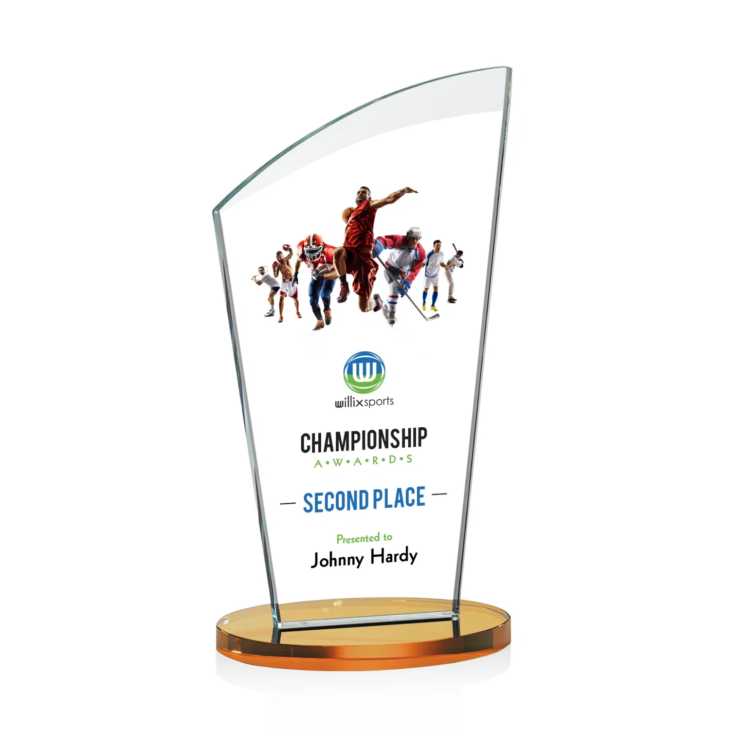 Branded Starfire Crystal Oval Award with a Searchlight Bevel for graduation ceremonies