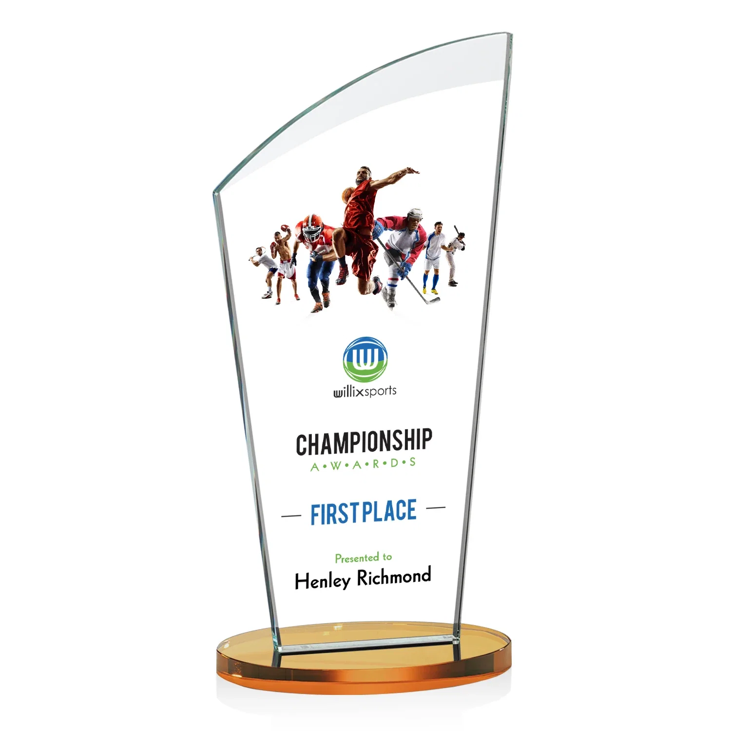 Branded Starfire Crystal Oval Award with a Searchlight Bevel for safety achievement programs