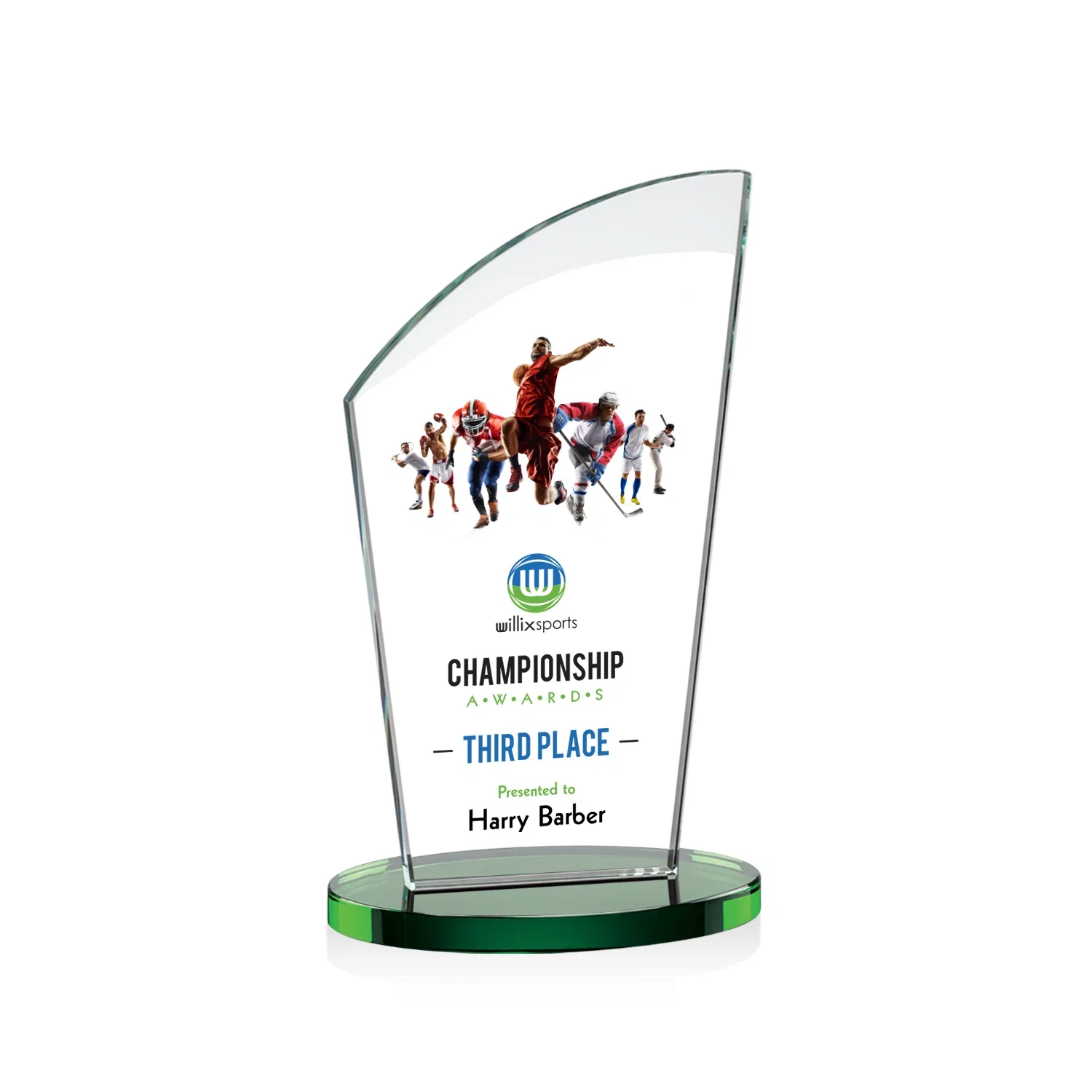 Branded Starfire Crystal Oval Award with a Searchlight Bevel for dealer and partner awards