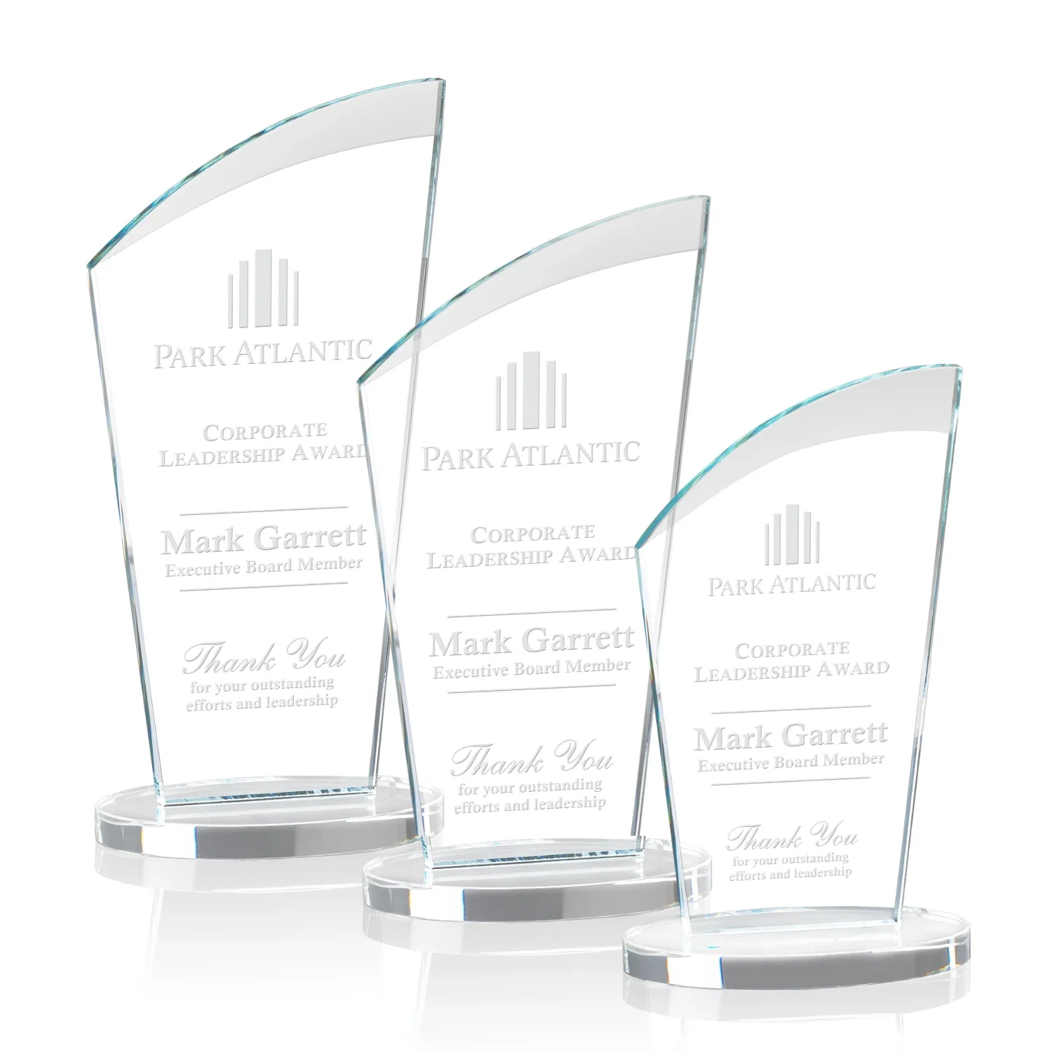 Custom Starfire Crystal Oval Award with a Searchlight Bevel for team milestone celebrations
