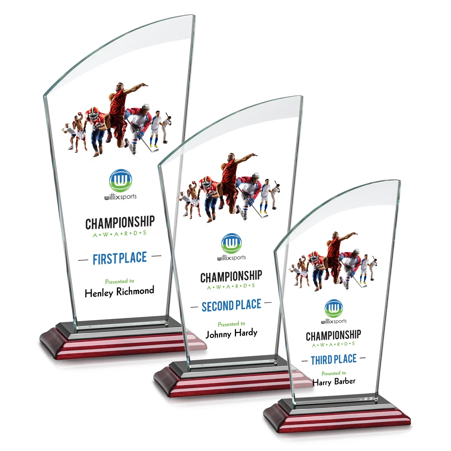 Custom printed Starfire Crystal Oval Award with a Searchlight Bevel for volunteer appreciation