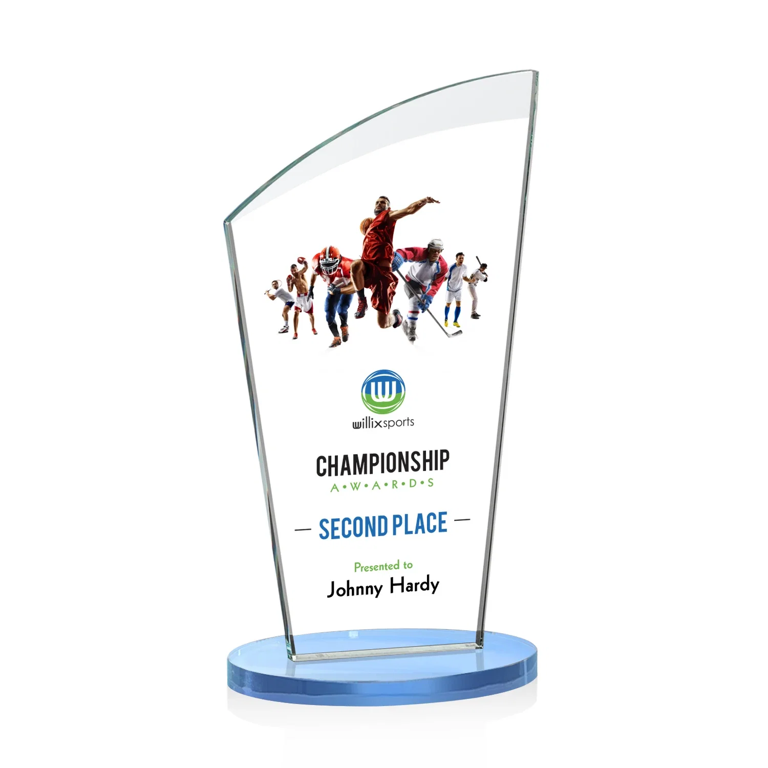 Customized Starfire Crystal Oval Award with a Searchlight Bevel for graduation ceremonies