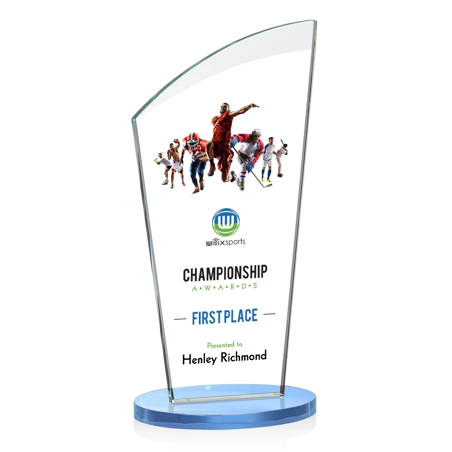 Customized Starfire Crystal Oval Award with a Searchlight Bevel for safety achievement programs