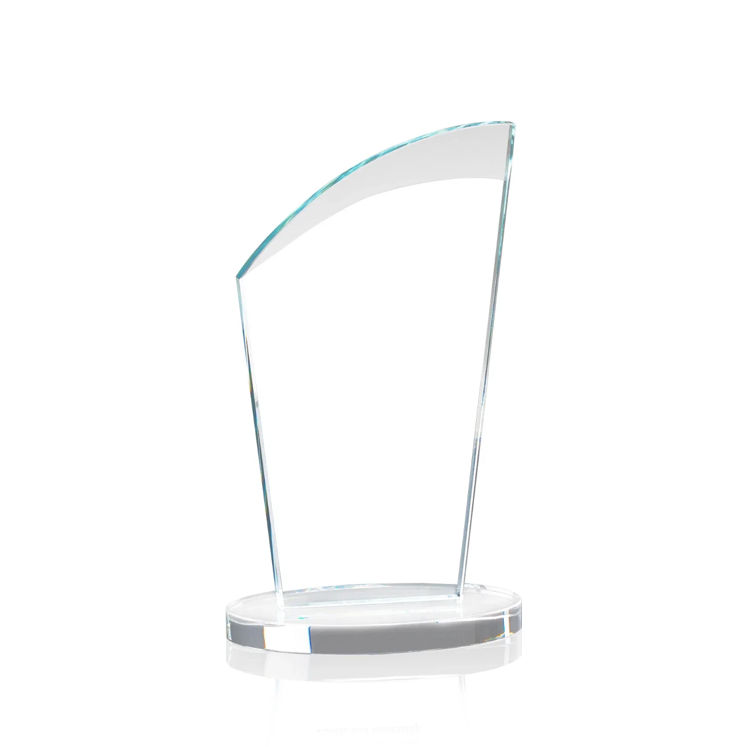Custom engraved Starfire Crystal Oval Award with a Searchlight Bevel for volunteer appreciation