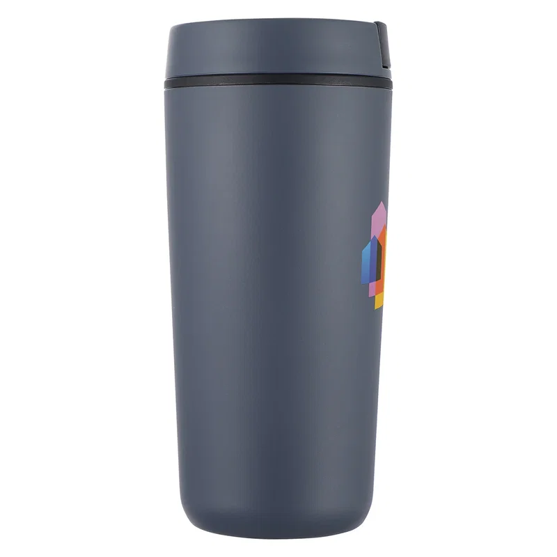 Branded Tonal Tumbler on a desk, lifestyle shot