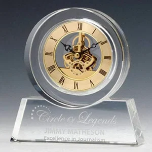 Optical Crystal Clock With Floating Gold Skeleton Movement