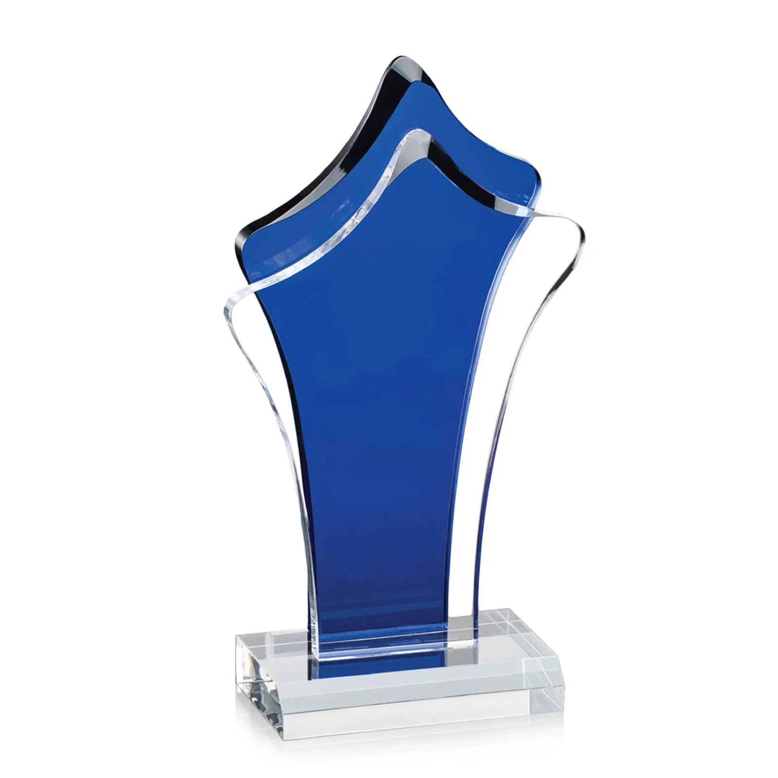 Custom Organic-Shape Acrylic Award With Azure Accent Layer for dealer and partner awards