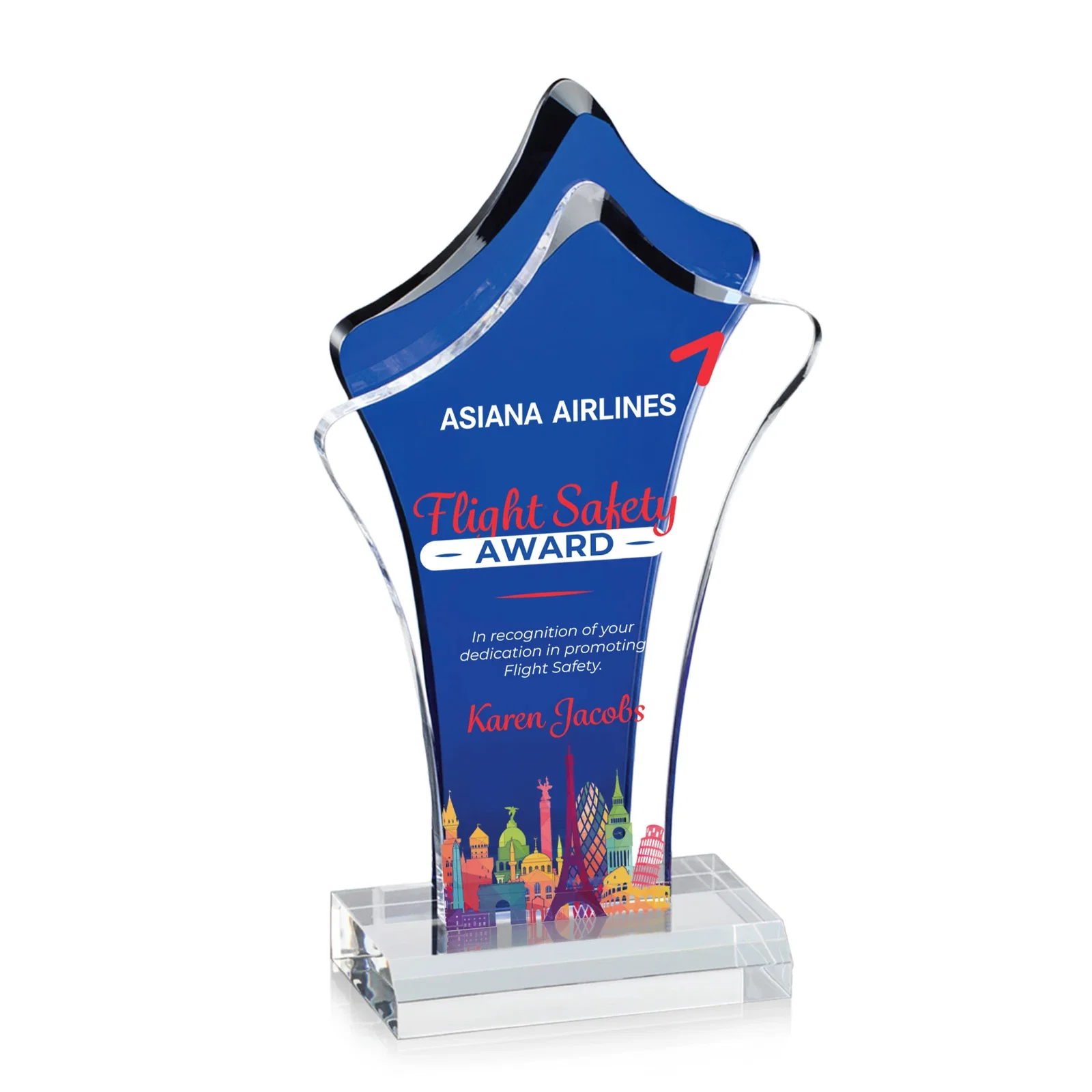 Custom Organic-Shape Acrylic Award With Azure Accent Layer for graduation ceremonies
