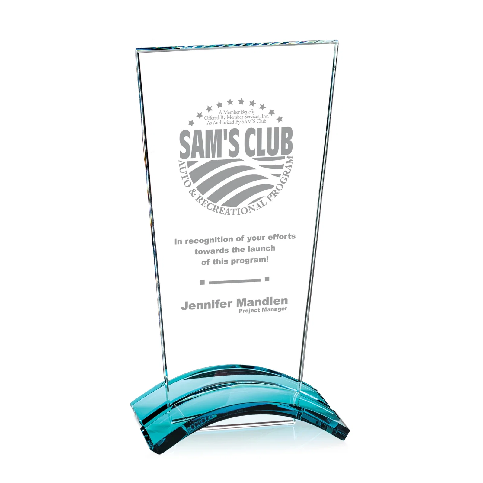 Tonia Custom Award with Teal Arches — view 2