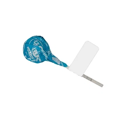 Flag detail attached near the top of the lollipop wrapper