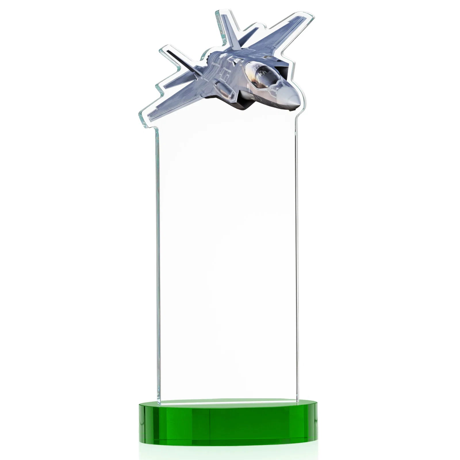 Custom Starfire Crystal Jet Award on Alberton Oval Base, with your logo for corporate award ceremonies