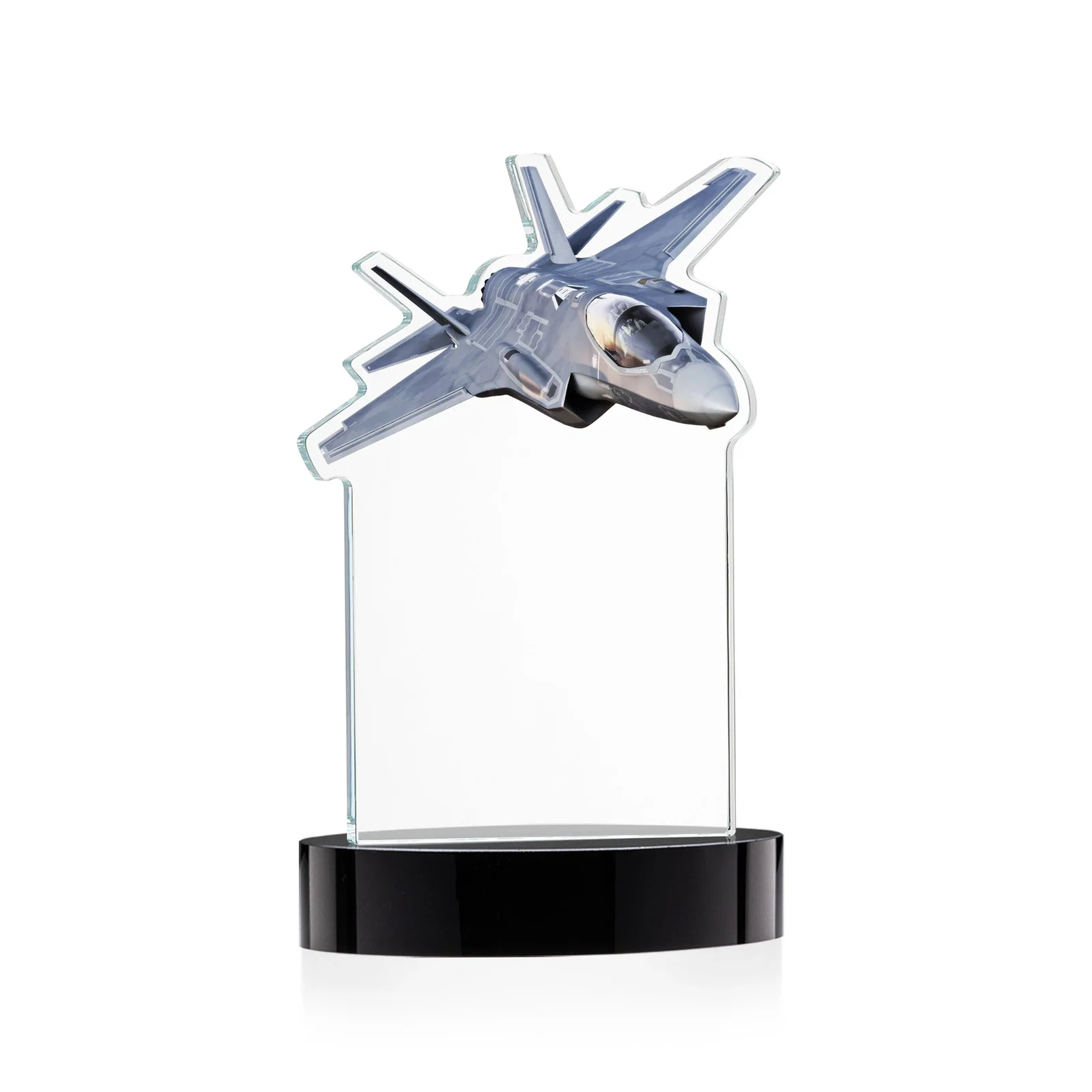 Custom Starfire Crystal Jet Award on Alberton Oval Base, with your logo for service anniversary gifts